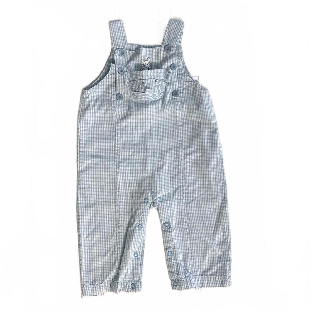 Nursery Rhyme Baby Boy's Blue Gingham Overall